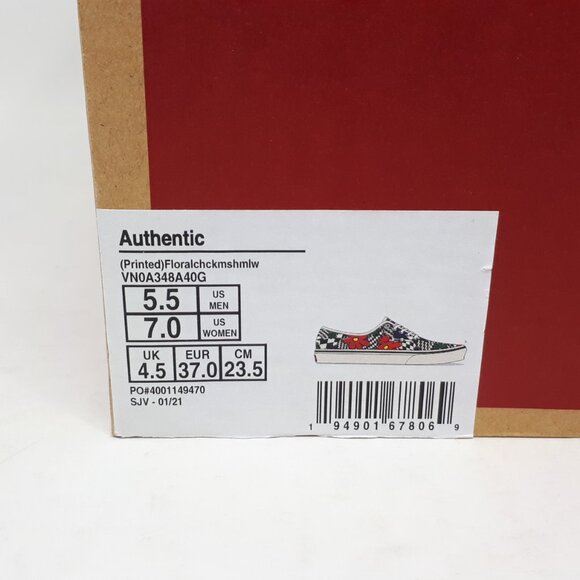 Vans Authentic Printed Floral Flower White Skate Casual Shoe Mens 5.5 / Womens 7 - Picture 11 of 12